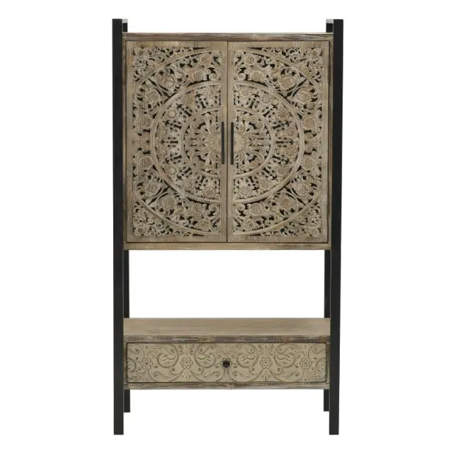 Ντουλάπι Μαύρο/Φυσικό Μέταλλο/Ξύλο 80x40x150cm 3-50-109-0012 3
