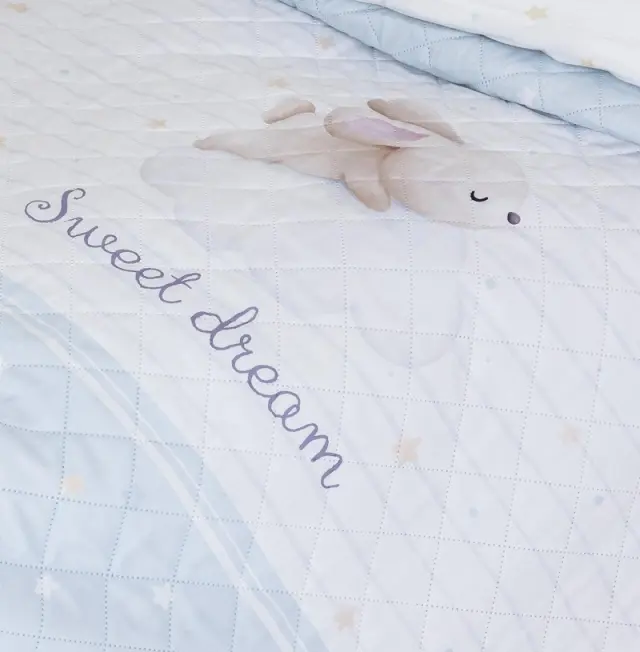 Κουβερλί Κούνιας 120x170 Nima Bobo White-Ciel 100% Microfiber 2