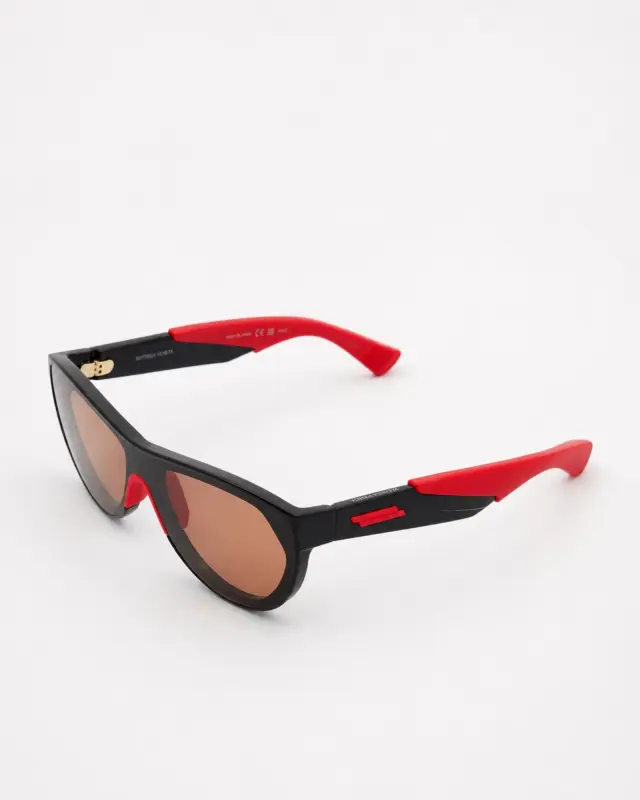 Bottega Veneta BV1234S 004 Unisex Γυαλιά Ηλίου Μαύρα με Κόκκινο Φακό - 99mm