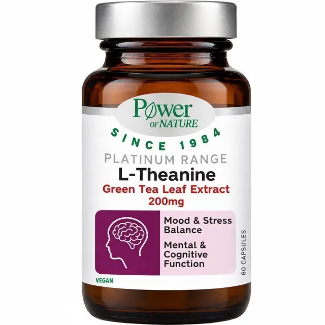 Power Health Platinum Range L-Theanine Θεανίνη 200mg Συμπλήρωμα Διατροφής με Εκχύλισμα Πράσινου Τσαγιού, 60caps