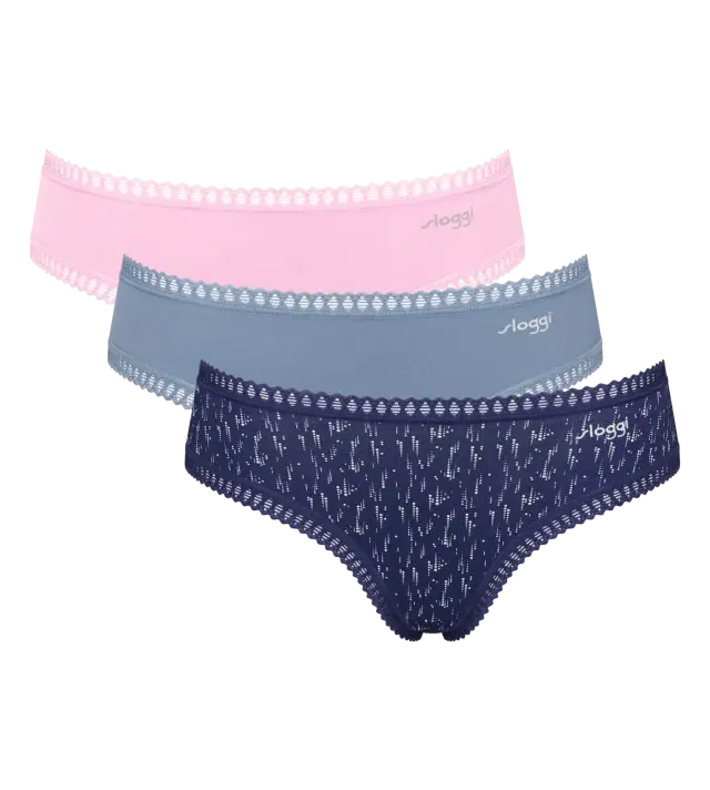 Sloggi Βαμβακερά Σλιπ Go Crush H Hipster C3P Συνδυασμός Μπλε Ροζ 3-Pack - S 2
