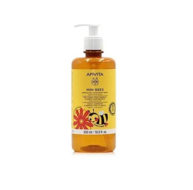 Apivita Mini Bees Gentle Kids Hair & Body Wash Calendula & Honey Παιδικό Σαμπουάν και Αφρόλουτρο με Καλεντούλα και Μέλι, 500ml