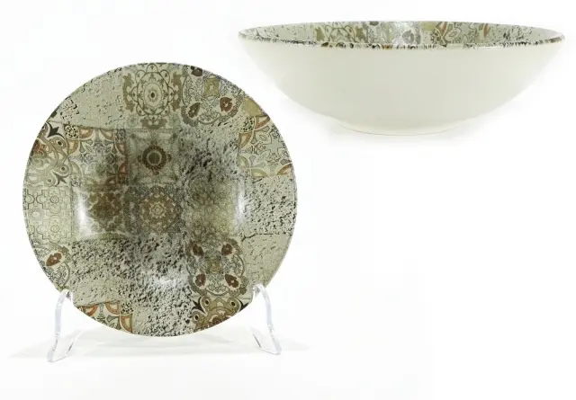 Πιάτο Μπλε Σχέδιο Maiolica Beige Opaco Πορσελάνη Φ20cm
