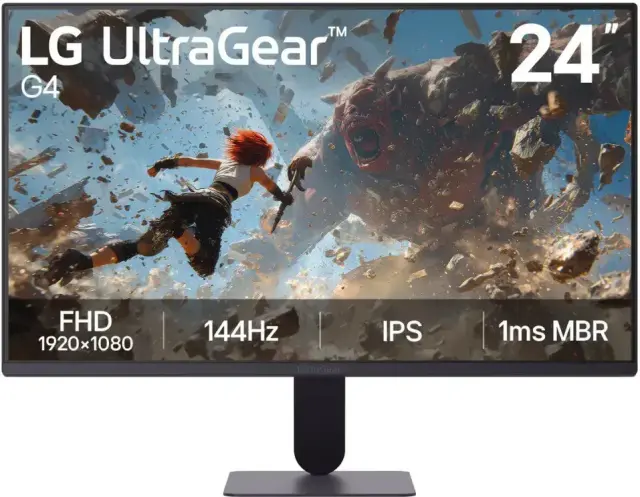 LG UltraGear G4 24G411B-B Gaming Monitor 24" IPS FHD 144Hz 1ms MBR HDR10 G-SYNC + FreeSync 2