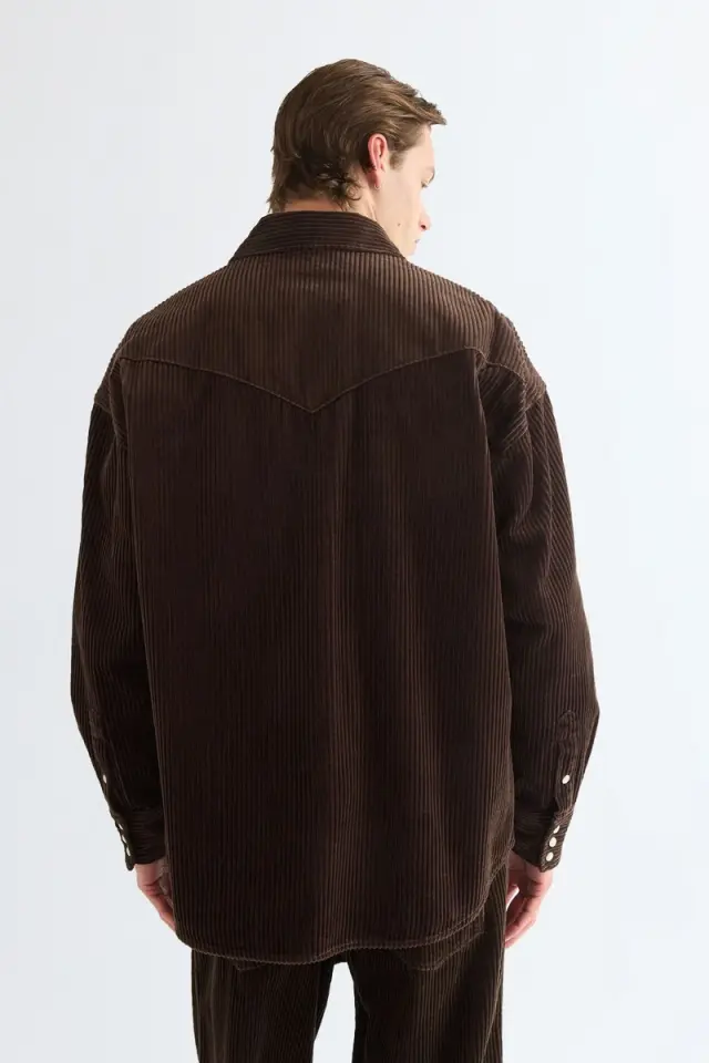 Wrangler Ανδρικό Κοτλέ Overshirt 112387001 - Coffee - XL 2