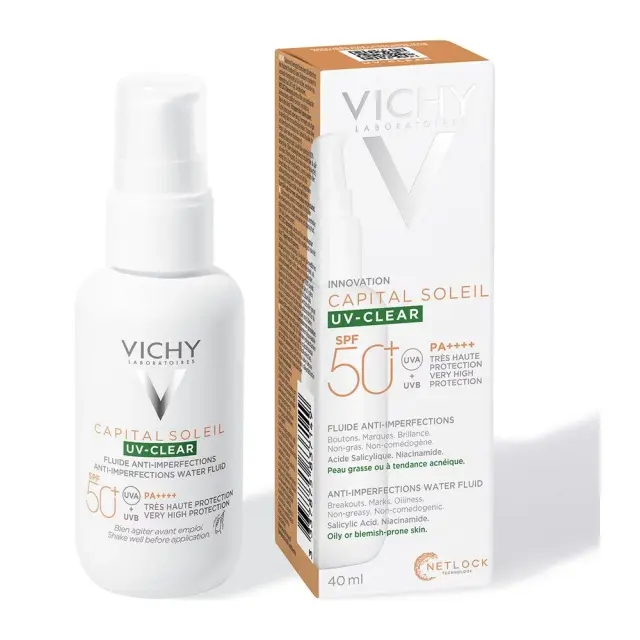 Vichy Capital Soleil UV-Clear SPF50+ Λεπτόρρευστο Αντηλιακό Προσώπου Κατά των Ατελειών & της Λιπαρότητας, 40ml 2