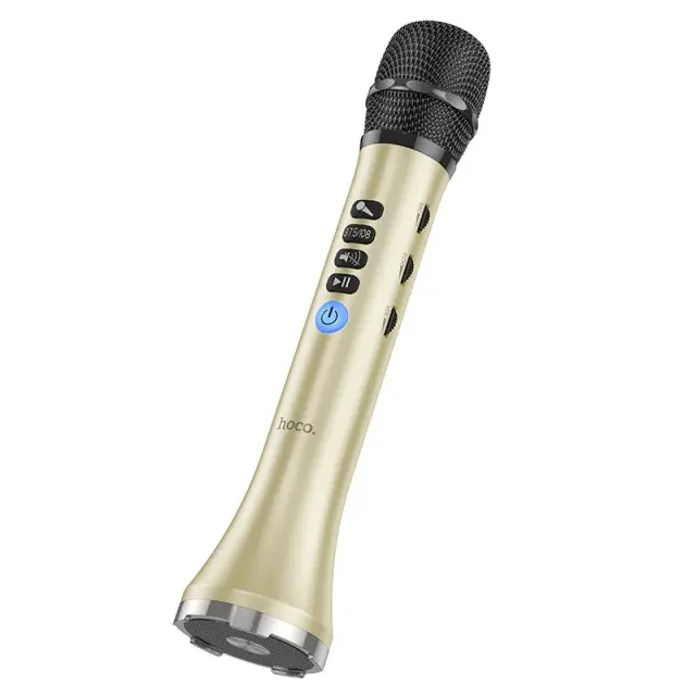 Ασύρματο Μικρόφωνο Hoco BK9 Singing 15W με Λειτουργία Karaoke FM μετάδοση και BT / Audio Input Χρυσαφί