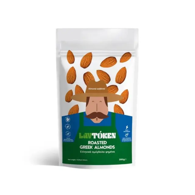Ελληνικά Αμύγδαλα Ψημένα με φλούδα 250gr - Lavtoken
