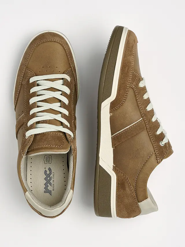 Imac Sneakers Ανδρικό δέρμα/δέρμα Nubuck Μπεζ IMA/151920 MUD/WHITE 3
