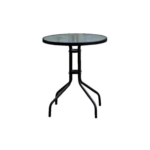 Τραπέζι BALENO Μέταλλο/Γυαλί Μαύρο/Clear D. 60x70cm