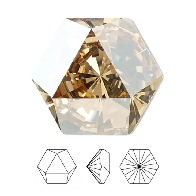 Swarovski 4699 Kaleidoscope Hexagon Fancy Stone Crystal Golden Shadow 9.4x10.8mm - 2τεμ