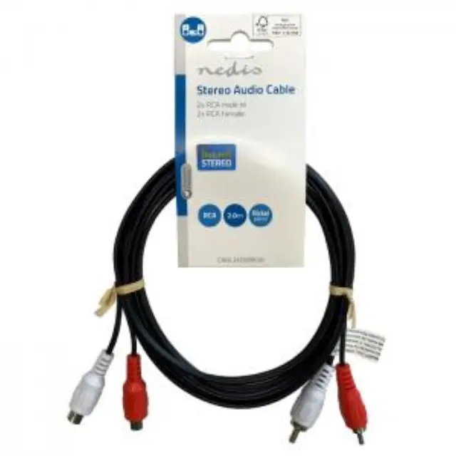 Καλώδιο προέκτασης stereo 2x RCA, 2.00m σε μαύρο χρώμα. 3