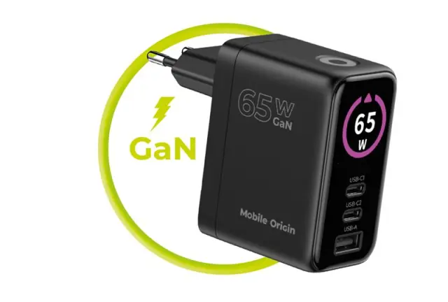 Mobile Origin 65W GaN Display Charger PW20 - 2x USB-C + USB-A 3