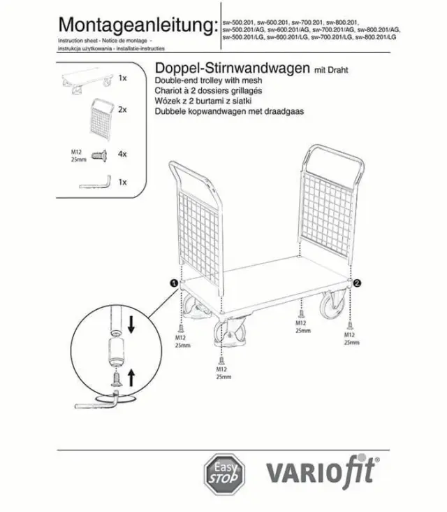 Variofit sw-600.201/AG Τρόλεϊ Μεταφοράς 2 Πλευρών για Φορτίο Βάρους ως 500kg 2