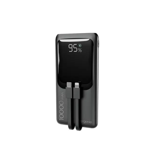 Gembird PB10-PD20-LCD-01 Fast charging power bank with integrated cables, 20W, 10000 mAh, black