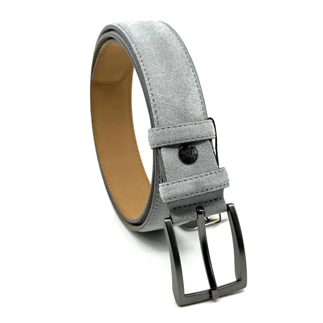 Γκρι Δερμάτινη Ζώνη Nubuck Suede Ice 3,5 cm 3