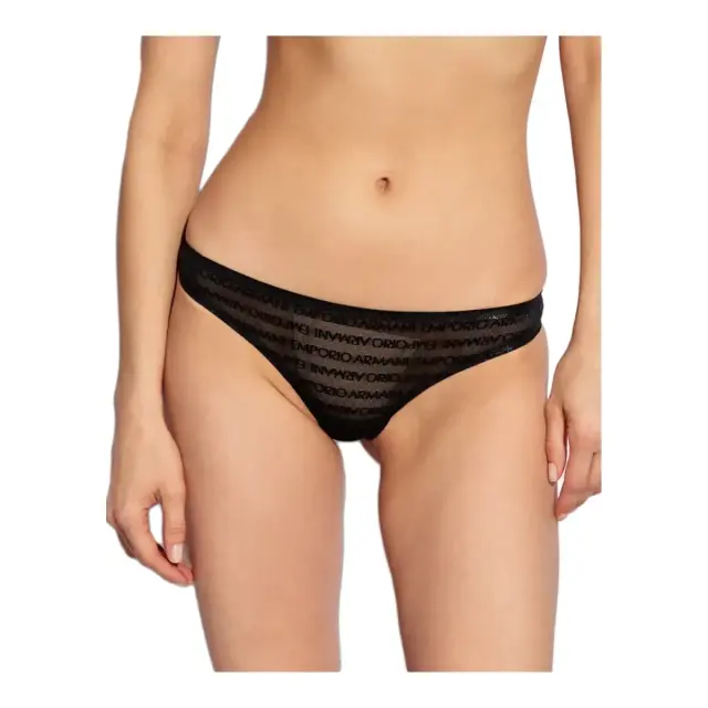 Emporio Armani Γυναικείο String Logo Lace - Διπλό Πακέτο, Χρώμα Μαύρο 2