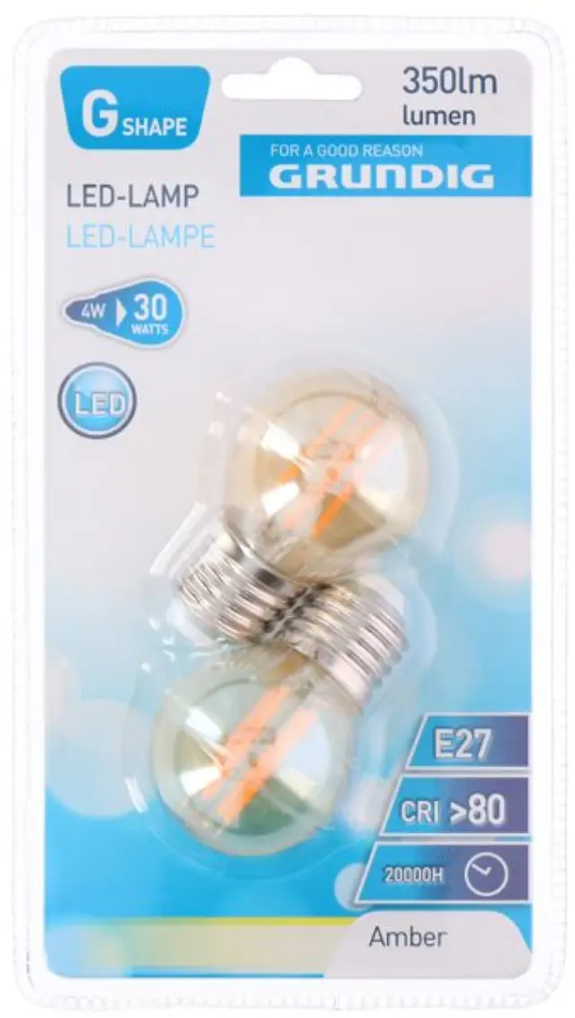 Λάμπα LED G45 2τμχ 350 lumen E27 4W Πορτοκαλί Φως Grundig