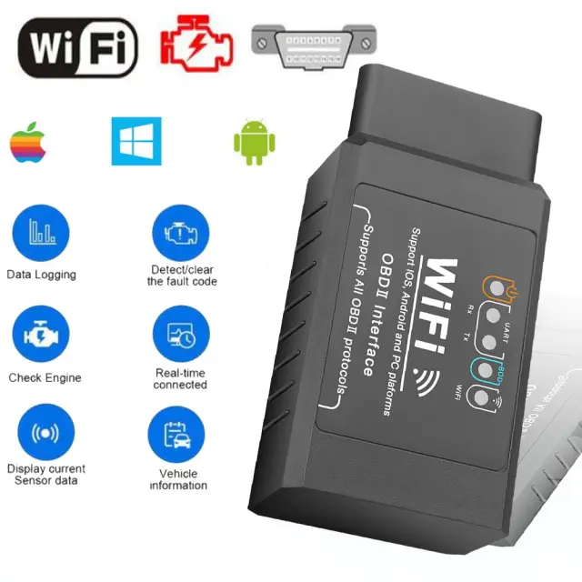 Διαγνωστικό OBD2 ELM327 με WiFi για Android και IOS Μαύρο