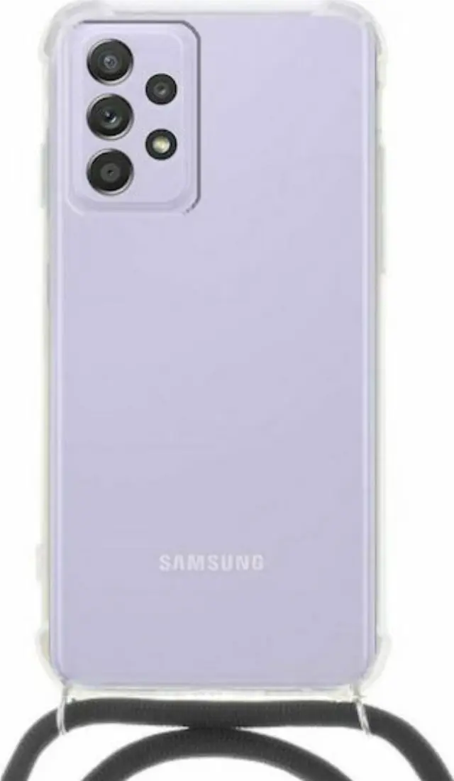 Θήκη Forcell Cord Σιλικόνης Διάφανο με Λουράκι Μαύρο (Galaxy A72) 2