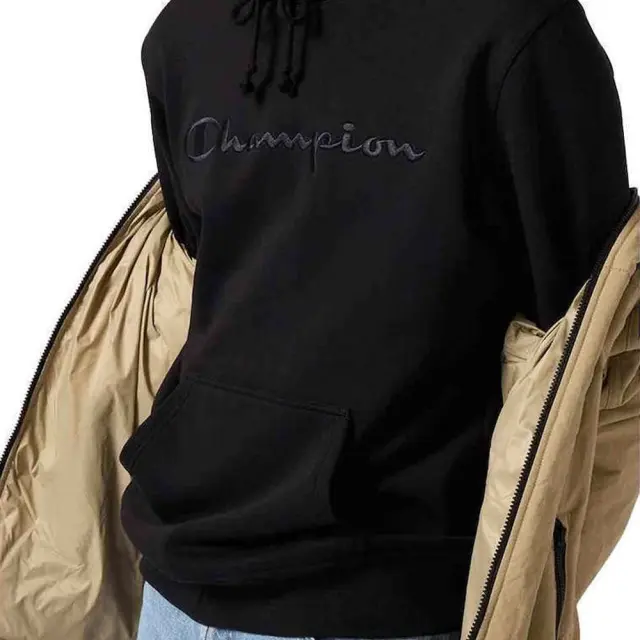 Champion Men's Fleece With Big Embroidered Logo Icons Hoodie Μαύρο 220271-KK001 (Champion) 3