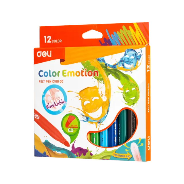 Deli Color Emotion Πλενόμενοι Μαρκαδόροι Ζωγραφικής Χονδροί 12 Χρώματα 960801