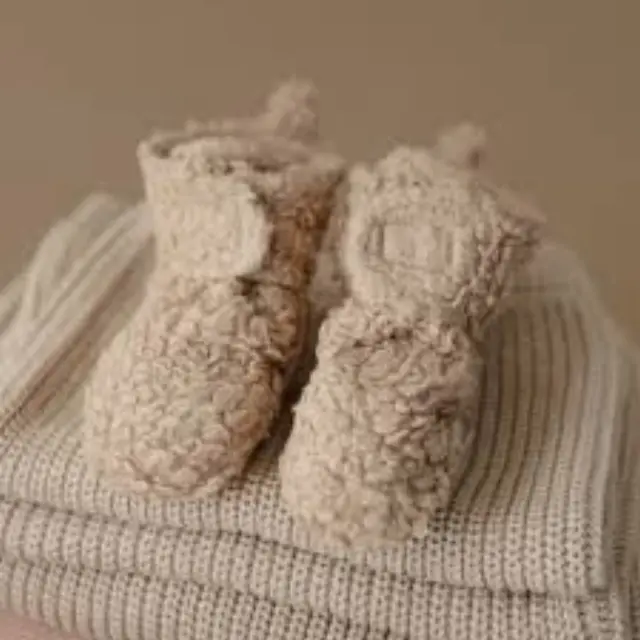 Mushie Cozy Baby Booties Παπουτσάκια Αγκαλιάς - Oatmeal - age 6-9 Months - 6 - 9 μηνών