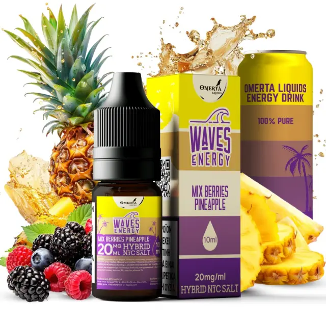 Mix Berries Pineapple 10ml Hybrid Nic Salt - Waves Energy by Omerta 10mg 2