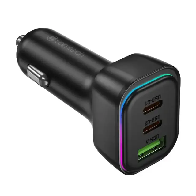 LAMTECH LAM980497 HIGH POWER 3-PORT CAR CHARGER 60W BLACK