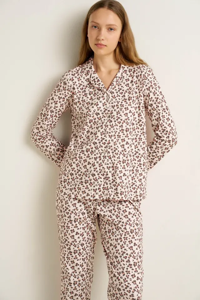 Vamp Γυναικεία Βαμβακερή Κουμπωτή Πιτζάμα Animal Print