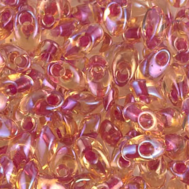 Χάντρα Miyuki Long Magatama 4x7mm - LMA-363 - Light Cranberry Lined Topaz Luster ~10gr