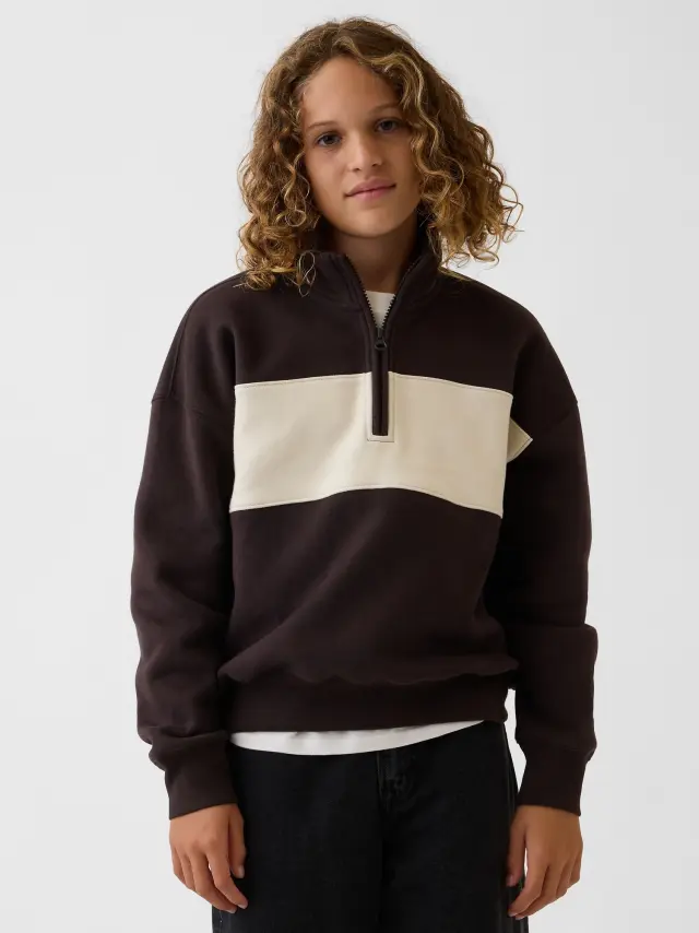 Παιδικό Φούτερ VintageSoft με Quarter-Zip Terra brown