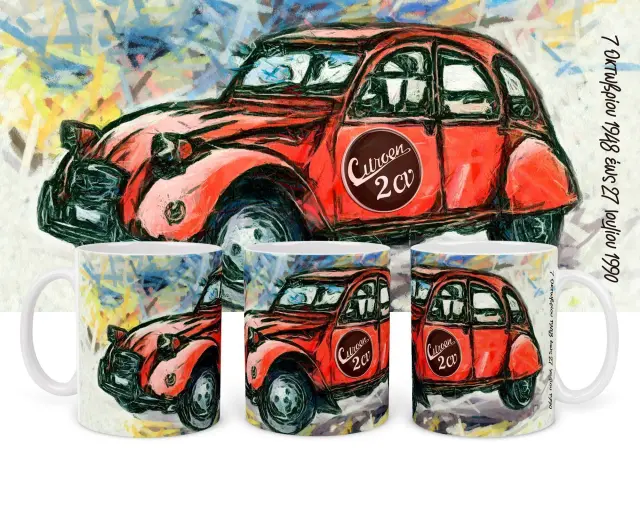 κούπα αυτοκίνητο car cintroen 2cv κόκκινο κεραμική 330ml με συσκευασία δώρου " με δυνατότητα προσθήκης ονόματος η ευχές