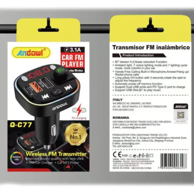 Andowl FM Transmitter/MP3 Player Αυτοκινήτου με 3.1A Q-C77 2