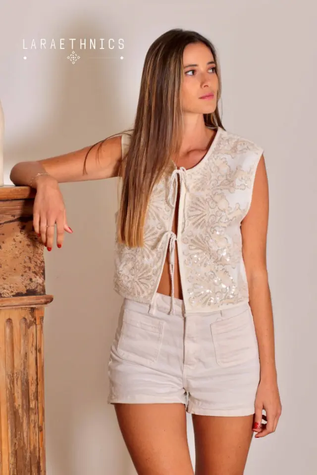 LARA ETHNICS "LUNE" VEST (LUNE-IVORE) - L-XL 2