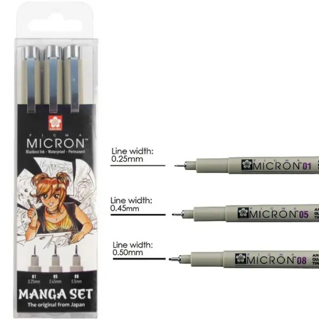 Σετ 3 Μαρκαδόροι Sakura Pigma Micron Manga