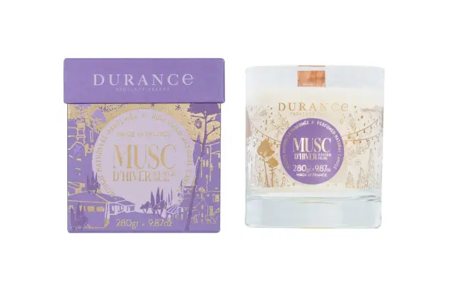 Durance Candle Winder Musk Χριστουγεννιάτικο φυτικό κερί με άρωμα μόσχου και ξύλινο φυτίλι 280 gr. 2