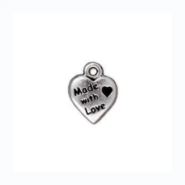 Μεταλλικό Διακοσμητικό 10x12.5mm - Made w Love - Ant. Silver - 2τεμ