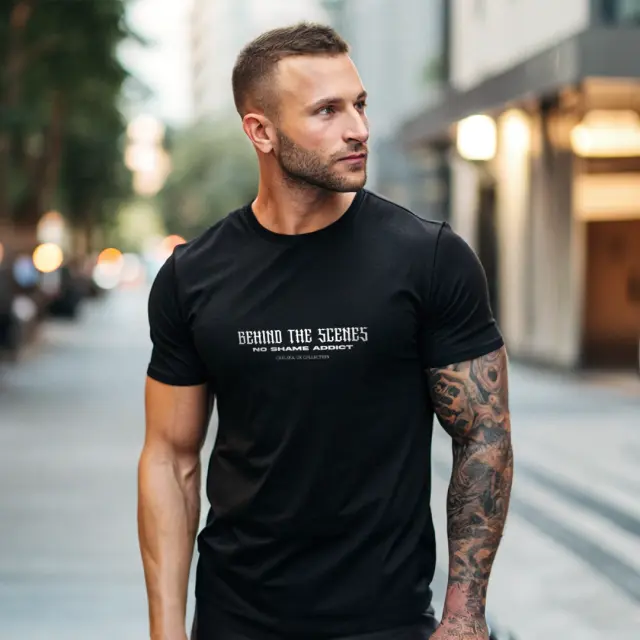 T-shirt Noshame® Μαύρο με τύπωμα Behind the Scenes - 122342 - XXL