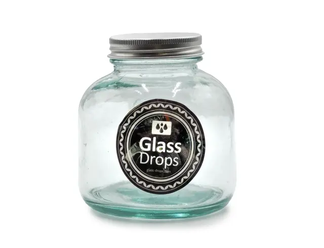 Δοχείο με καπάκι Glass Drops Storage (5799) Aπό 100% ανακυκλωμένο γυαλί, Xωρητικότητας 350ml, Διαστάσεων Ø 9 x Υ 10 cm 5799 3