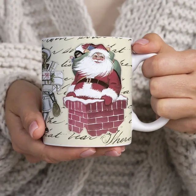 κούπα κεραμική χριστουγεννιάτικη vintage christmas με συσκευασία δώρου (b109)