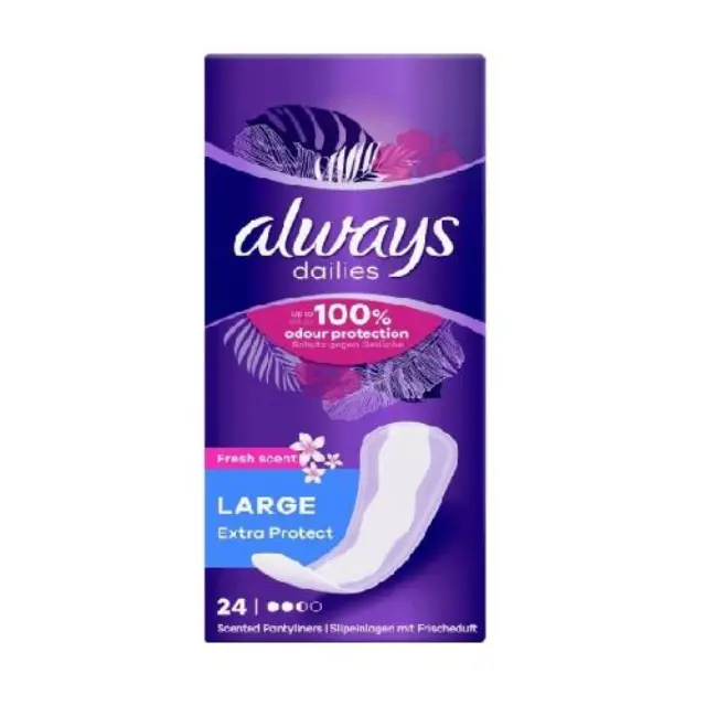 Always Dailies Extra Protect Large Fresh Scent Σερβιετάκια για Κανονική Ροή 2.5 Σταγόνες 24τμχ