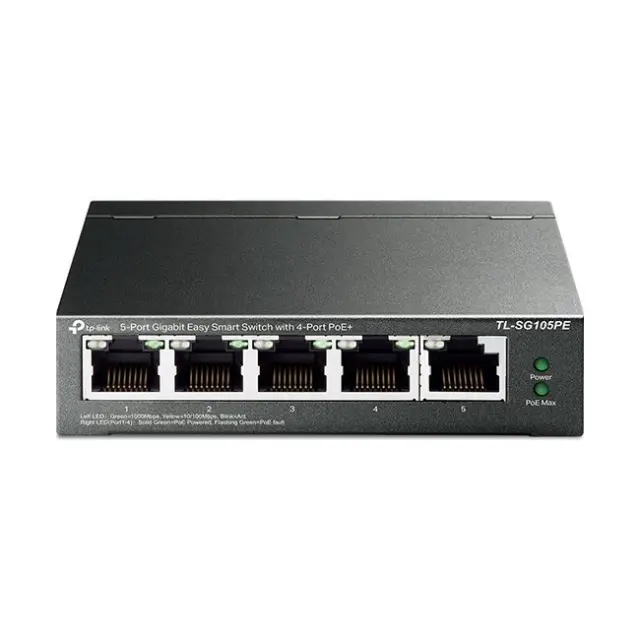 TP-LINK TL-SG105PE v2 Managed L2 PoE+ Switch με 5 Θύρες Gigabit (1Gbps) Ethernet 2