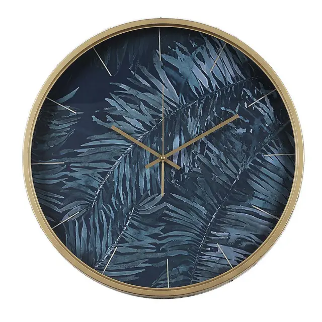 Ρολόι Τοίχου Leaves Χρυσό Μέταλλο 50x50x6cm