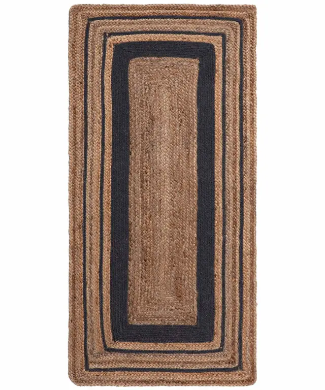 Χαλί γιούτα 1729 (70cm x 160cm) natural/black - -