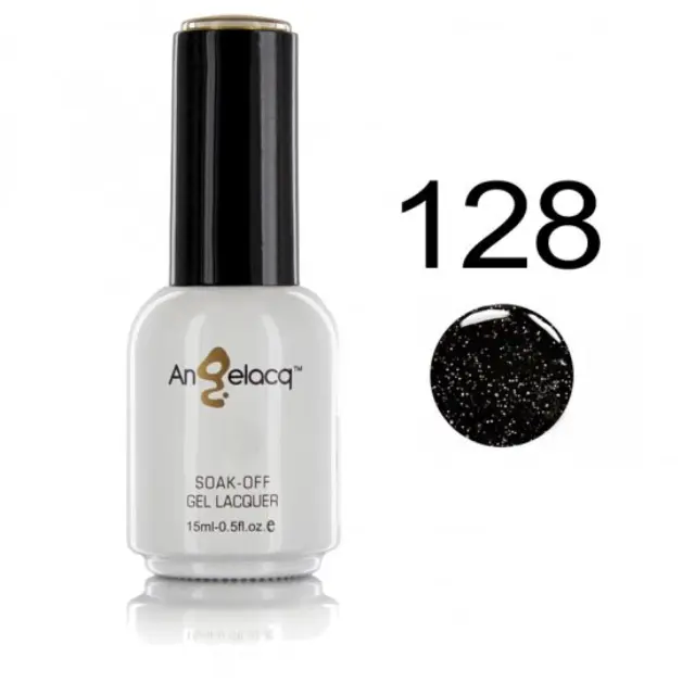 Ημιμόνιμο επαγγελματικό βερνίκι ANGELACQ 15ML - 0.5FL.OZ 128 Black Shining