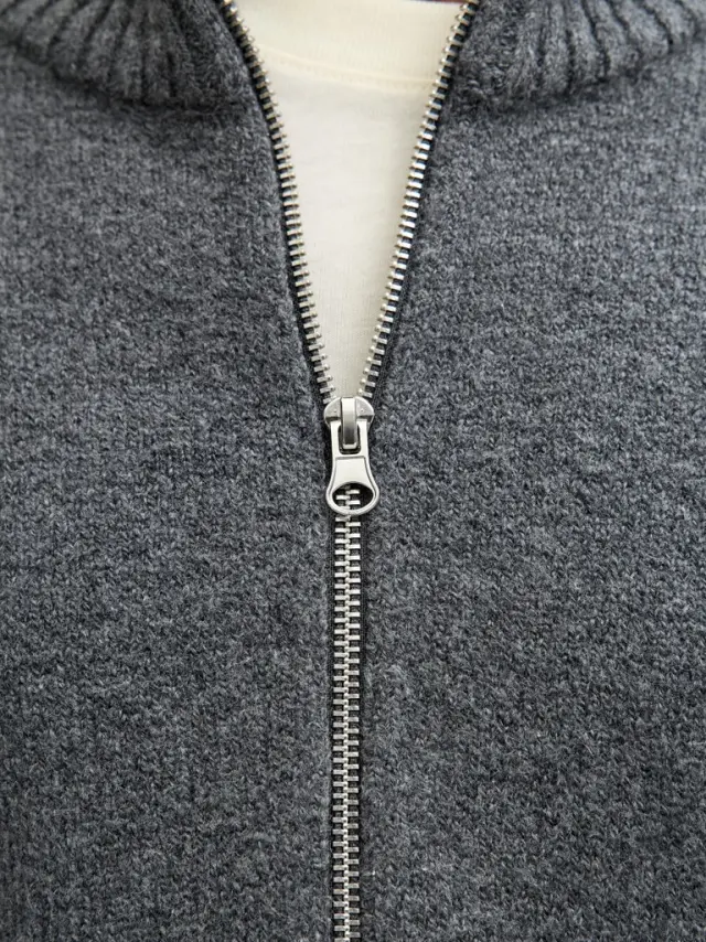 JORNORREBRO KNIT HALF ZIP SN - Dark Grey Melange 2