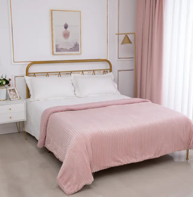 Κουβέρτα με sherpa kotle (220cm x 240cm) old rose - -