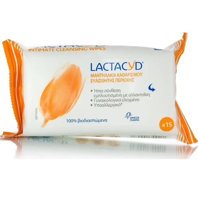 LACTACYD Moist Wipes Υγρά Μαντηλάκια Καθαρισμού Ευαίσθητης Περιοχής, 15 τεμ.