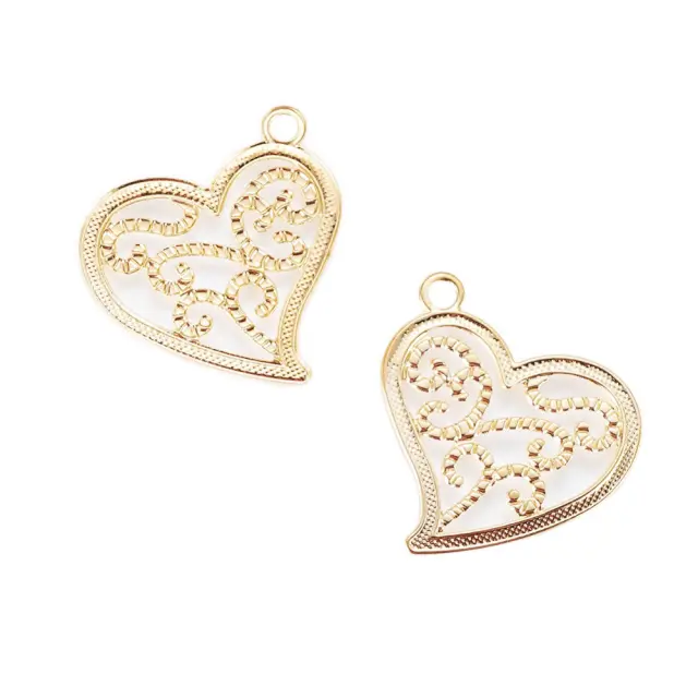 Μεταλλικό Διακοσμητικό Filigree Heart 30x29x0.5mm - Golden - 20τεμ